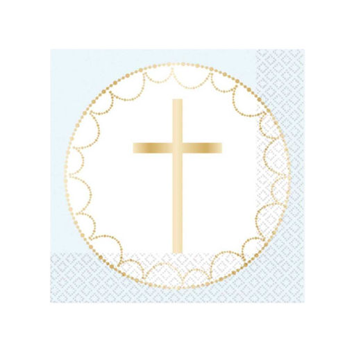 Picture of BOTANICAL CROSS PAPER NAPKINS BLUE 33 X 33CM - 20 PACK